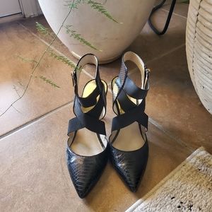 MICHAEL KORS Black snakeskin heels